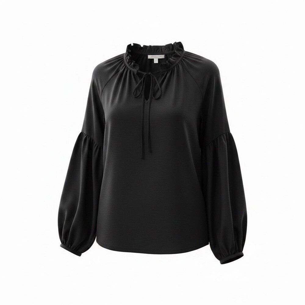 Lovestitch Women's Black Peasant Blouse Ruffle Witchy Dark Fairy Romantic Gothic